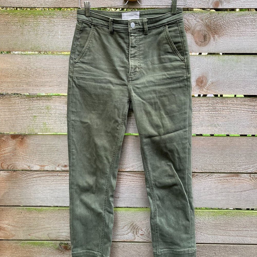 Everlane Green High-Waisted Straight Leg Crop Pants